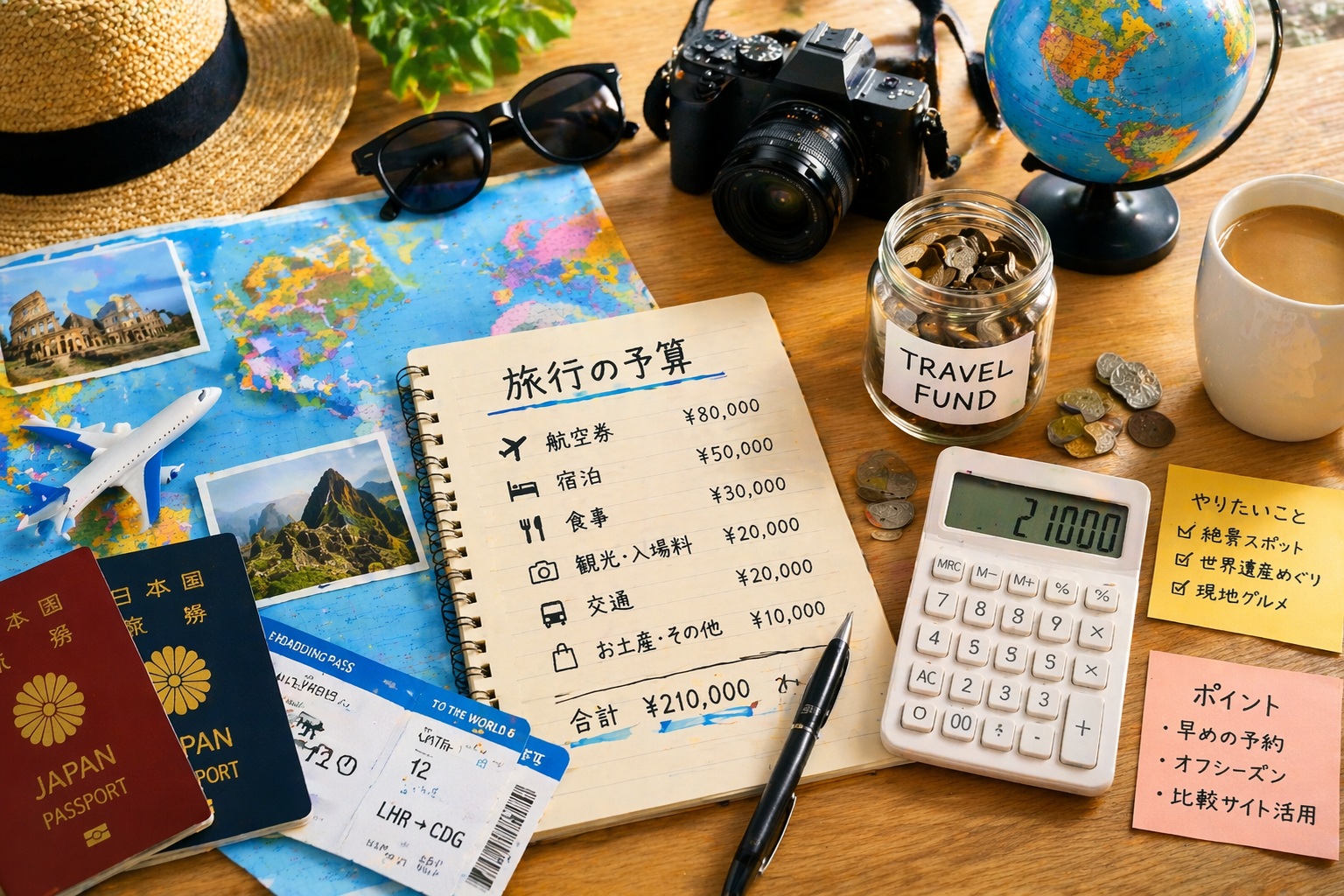 世界遺産旅行の費用と予算を考えるイメージ