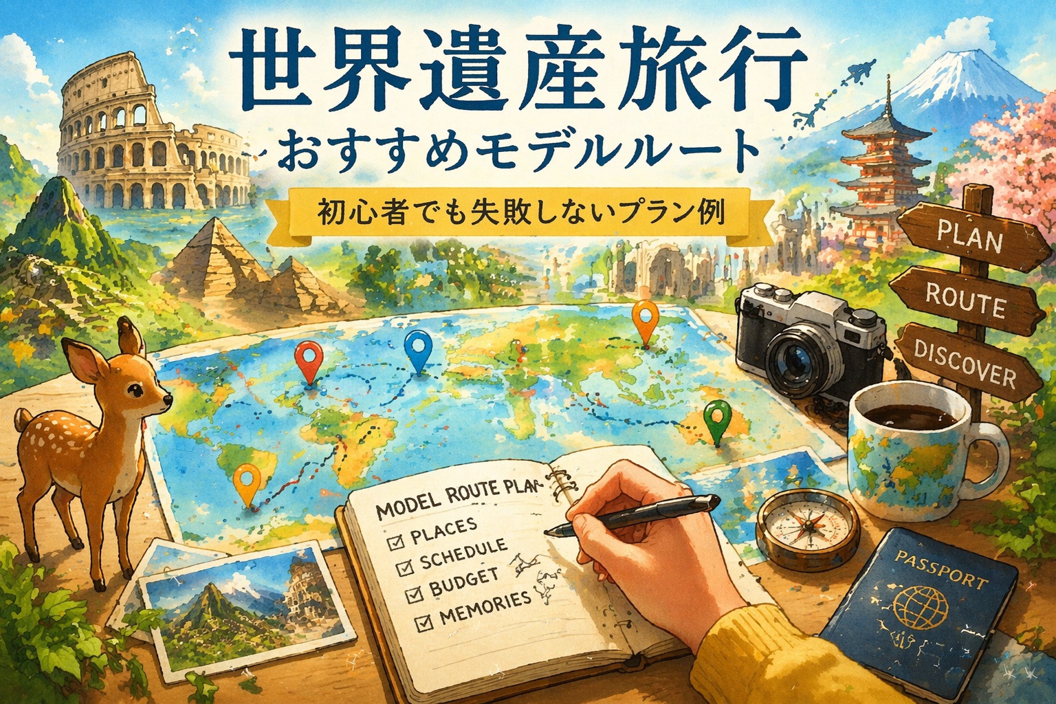 世界遺産旅行のモデルルートと計画イメージ