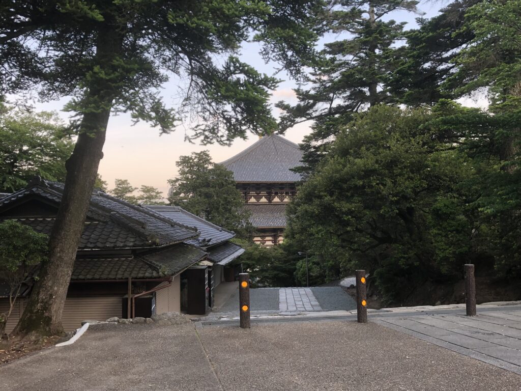 静かな朝の奈良公園周辺の風景